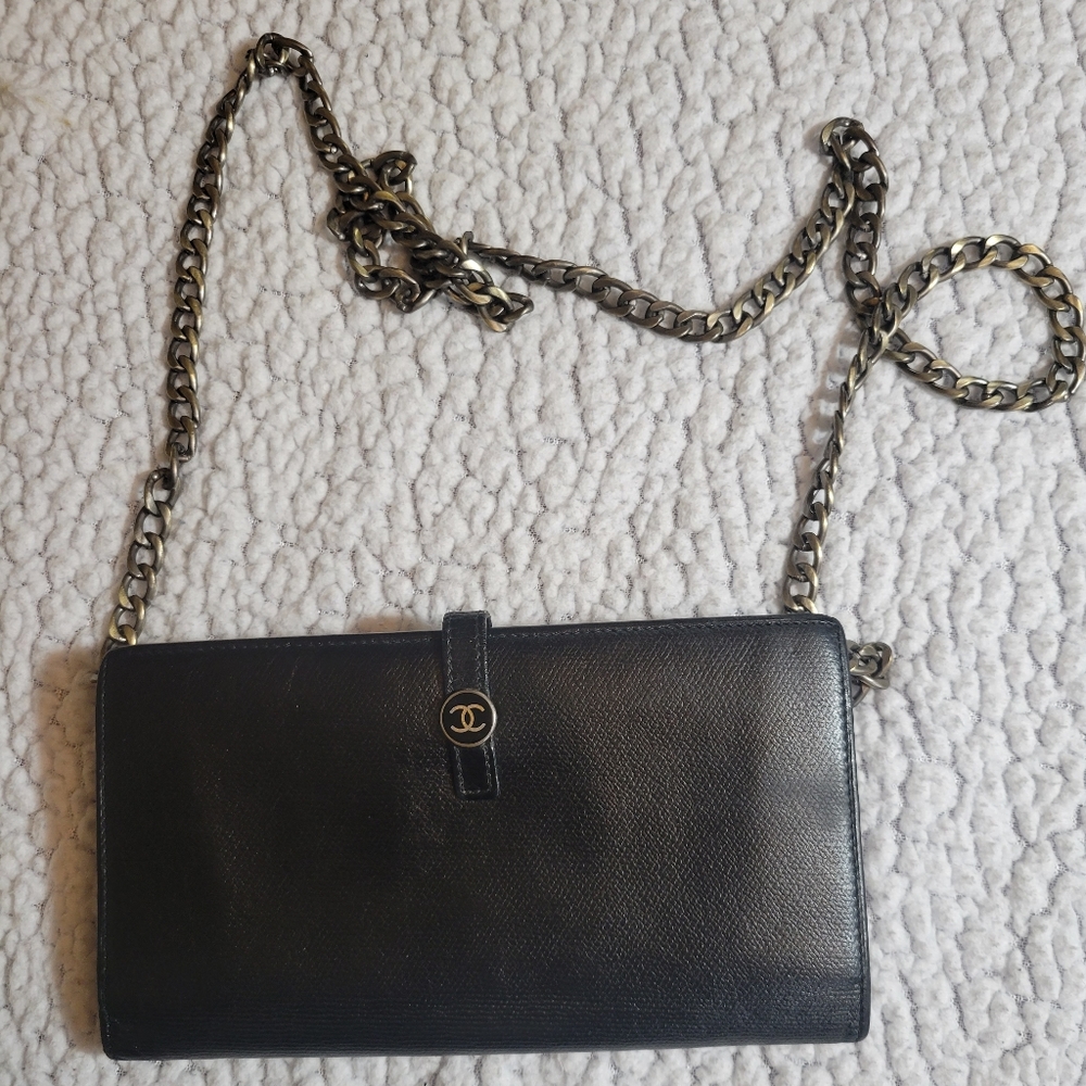Chanel Coco Button Leather Long Wallet